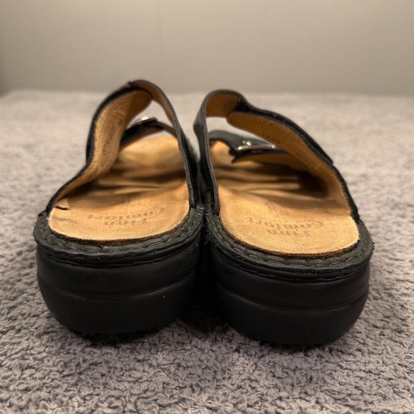 Finn Comfort Sandals Womens Size 39 Black Slide Shoes Leather Orthopedic Germany - Picture 6 of 10
